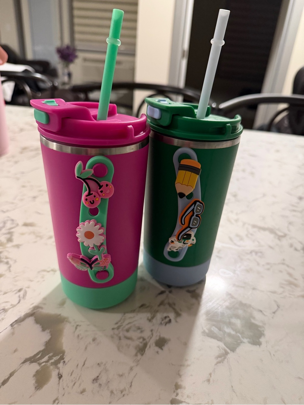 Kids Insulated Straw Tumbler - Pink & Green